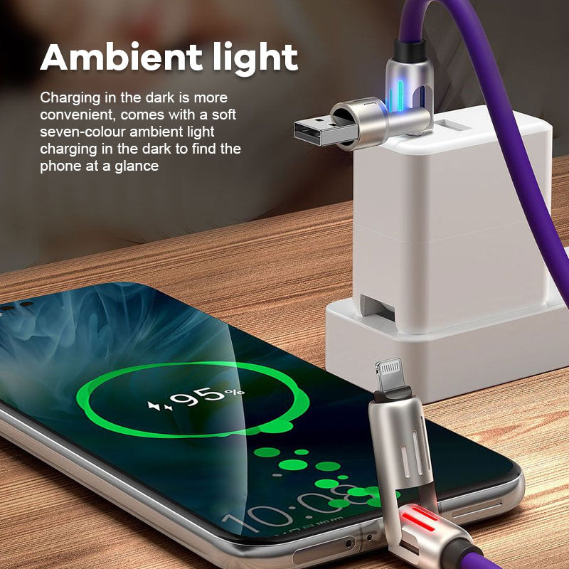 2025 new 240w 4-in-1 fast charging seven-color breathing light data cable