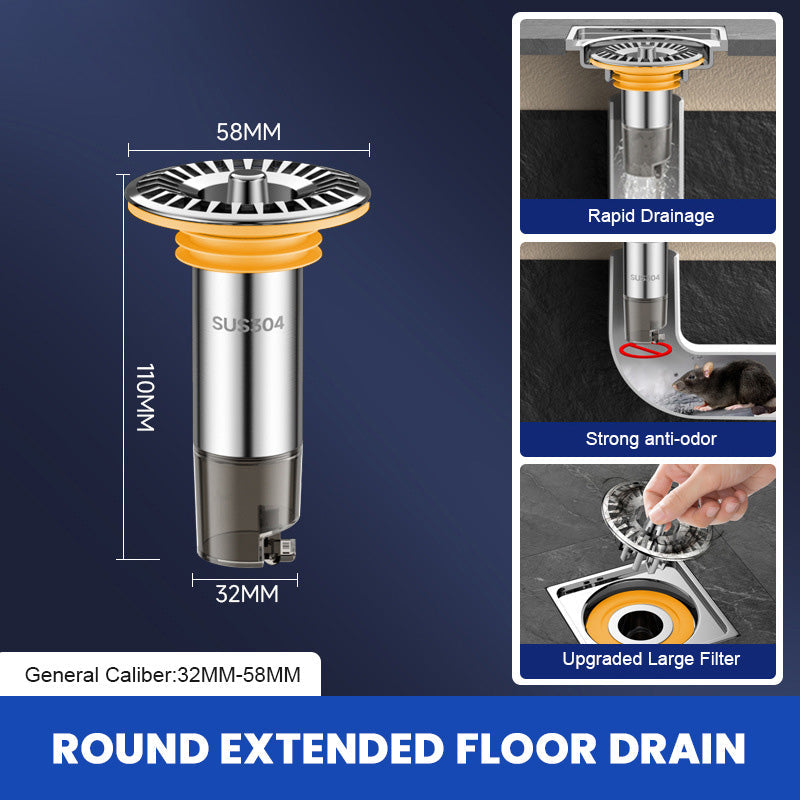 Bathroom Round Extended Floor Drain