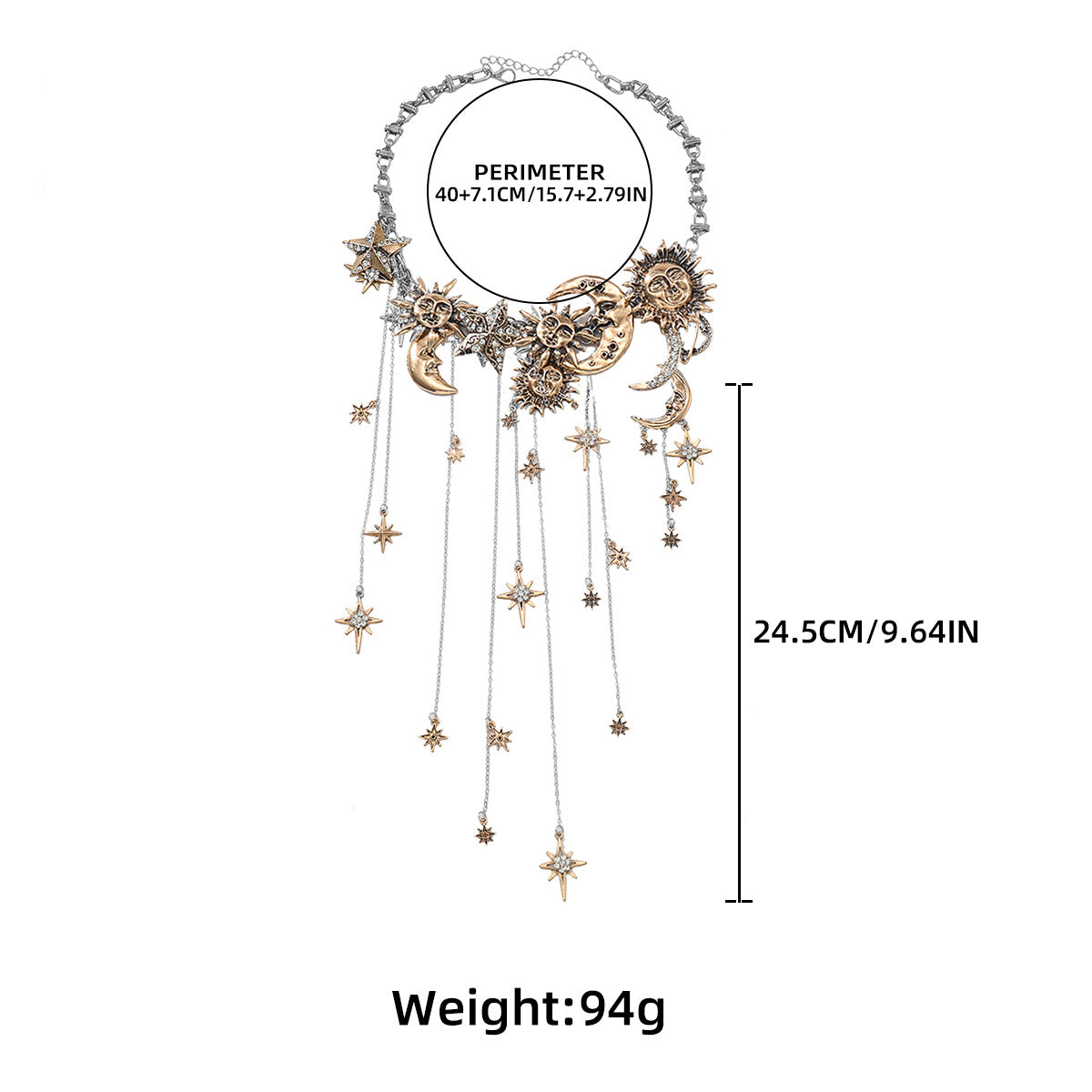 🔥LAST DAY SALE - ☀️Sun Moon Stars Multi Pendant Tassel Necklace🌙