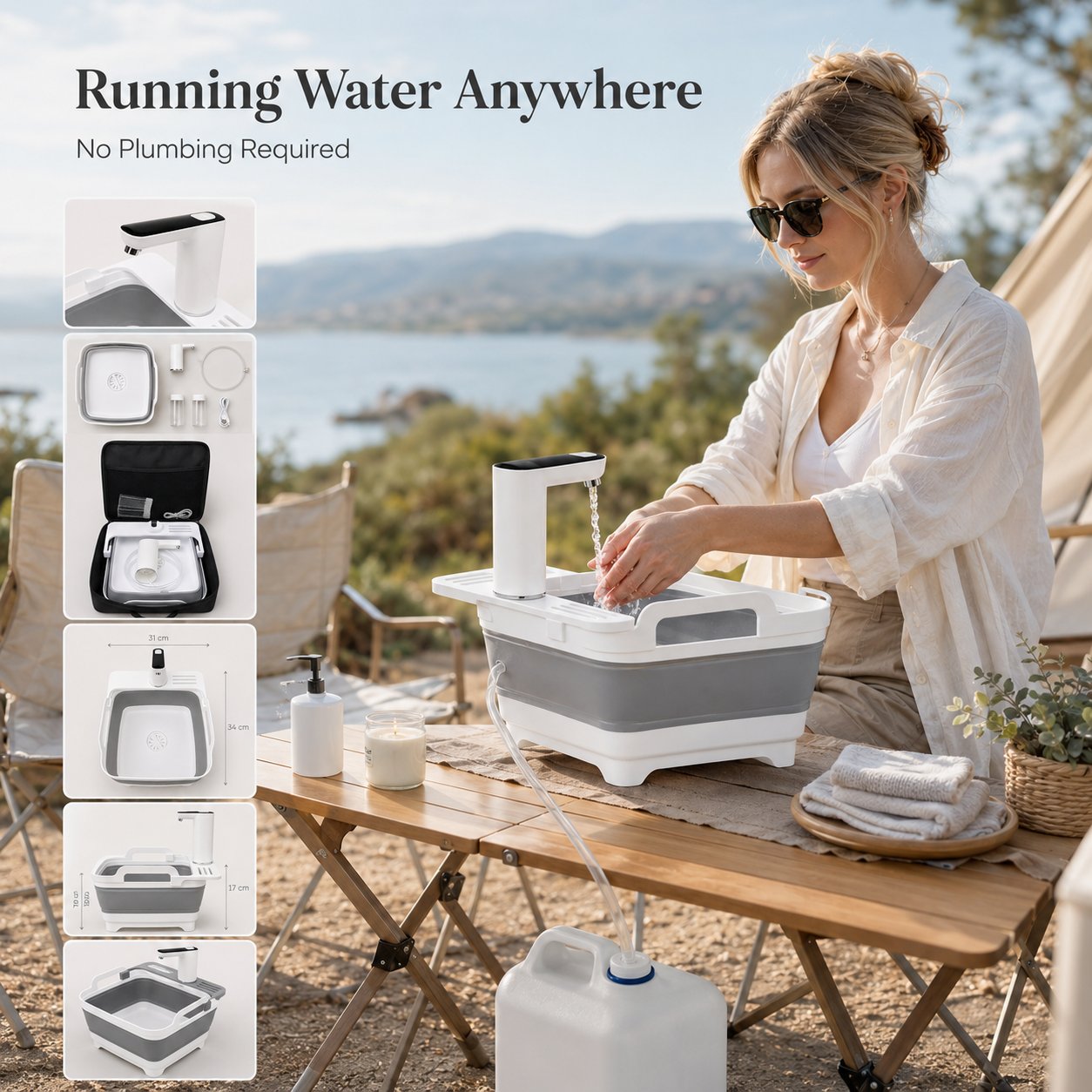 ποΈ Portable Camping Sink β Rechargeable Pump Outdoor Wash Station π§