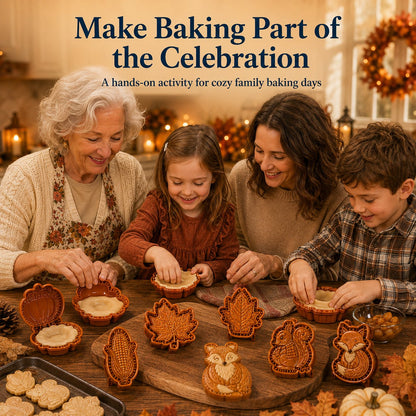 🍂 8-Design Fall Mini Pie Mold Collection | Reusable Embossed Molds for Shaping Detailed Owl, Fox, Turkey, Pumpkin, Acorn & More 🥧✨