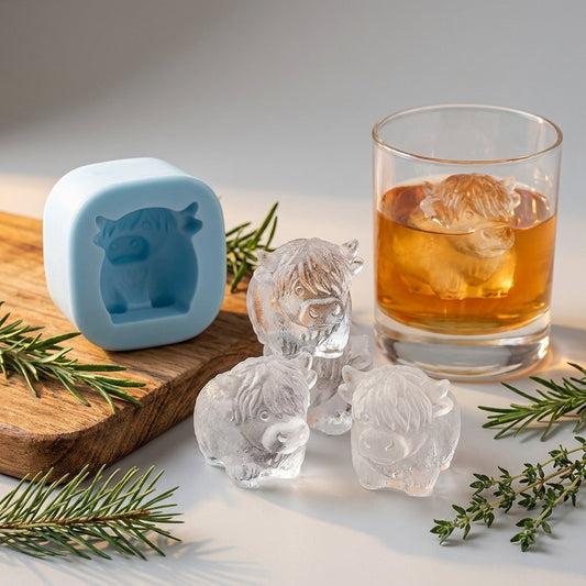🐮 Mini Highland Cow Ice Cube Mold – Cute 3D Ice for Drinks, Parties & Gifts