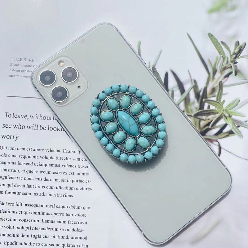 🌵 Desert Bloom Grip – Vintage Turquoise Pop Socket for Soulful Souls