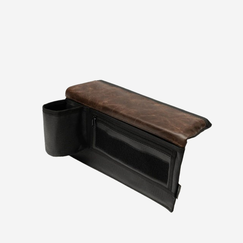 Multifunctional Car Door Armrest & Cup Holder with Storage Pouch - Soft Leather Elbow Support for Long Drives