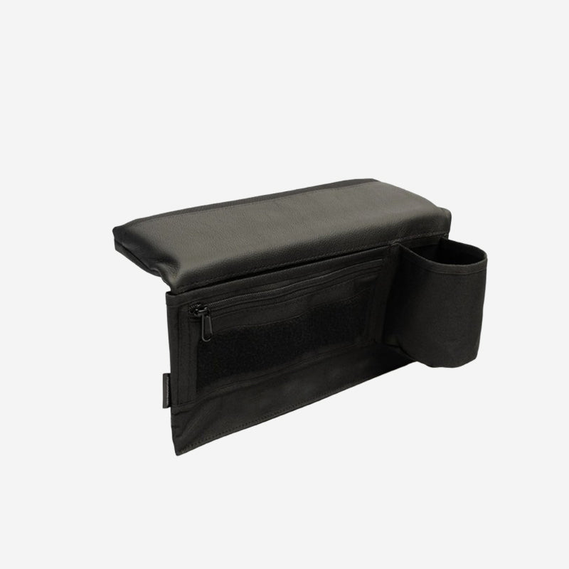 Multifunctional Car Door Armrest & Cup Holder with Storage Pouch - Soft Leather Elbow Support for Long Drives