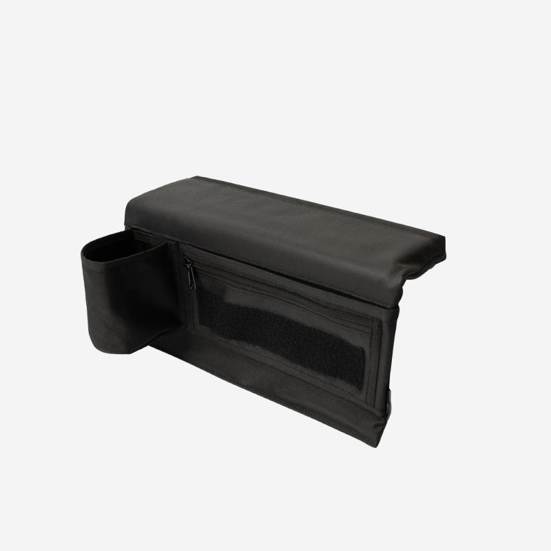 Multifunctional Car Door Armrest & Cup Holder with Storage Pouch - Soft Leather Elbow Support for Long Drives