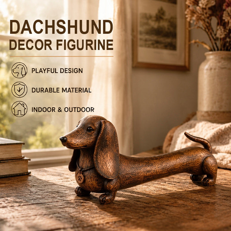 Wooden Dachshund Decor Figurine