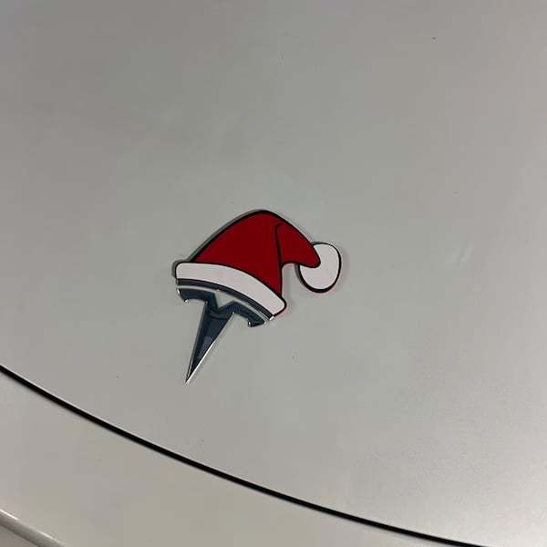 Santa Hat Overlay for Tesla Emblem, Reusable!