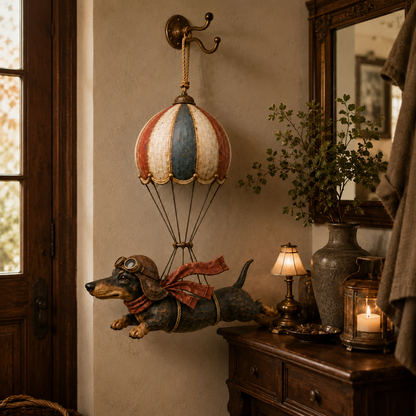 🎈🐶Vintage Flying Dachshund Hot Air Balloon Decor