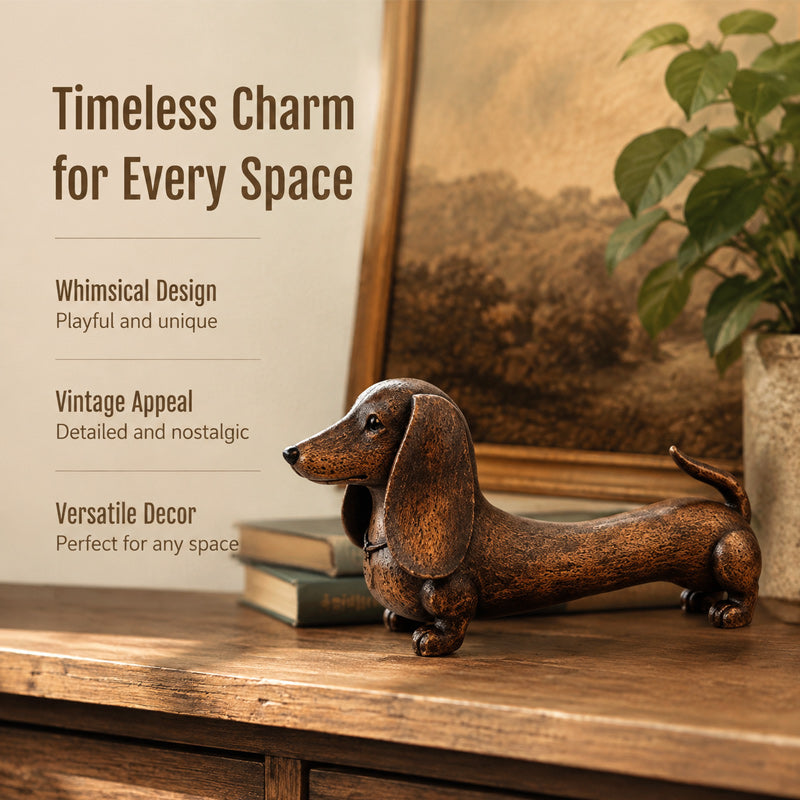 Wooden Dachshund Decor Figurine
