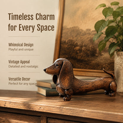 Wooden Dachshund Decor Figurine