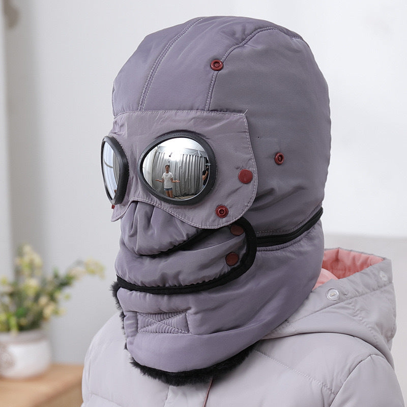 Windproof Winter Thermal Hat with Goggles