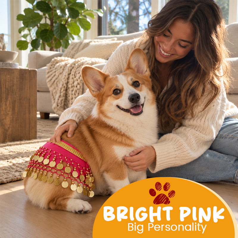 Pet Belly Dancing Hip Scarf & Coin Skirt for Dogs