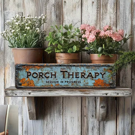 Country-style "Porch Healing" Metal Sign