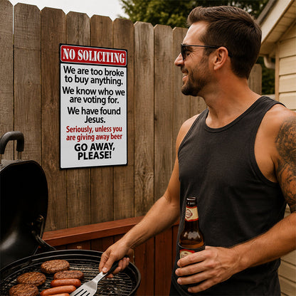 Funny No Soliciting Door Sign | Humorous Household Warning Plaque