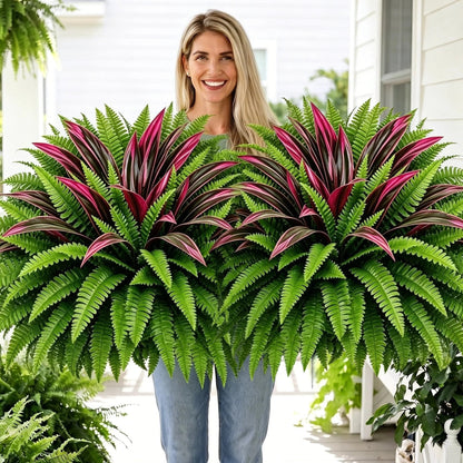 💥Summer Special🔥 UV-resistant artificial ferns & red dragon trees – Full, lush, and colorfast!
