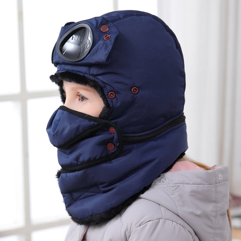 Windproof Winter Thermal Hat with Goggles