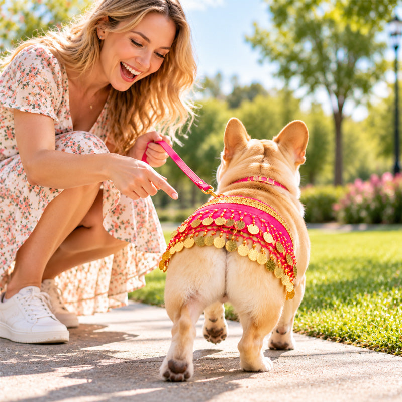 Pet Belly Dancing Hip Scarf & Coin Skirt for Dogs