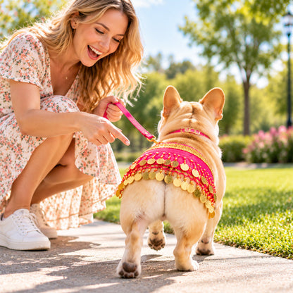 Pet Belly Dancing Hip Scarf & Coin Skirt for Dogs