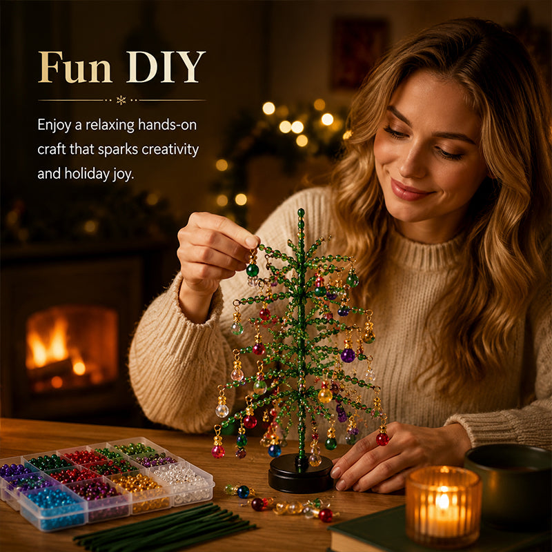 🎄DIY Beaded Tabletop Christmas Tree Craft Kit with LED Lights