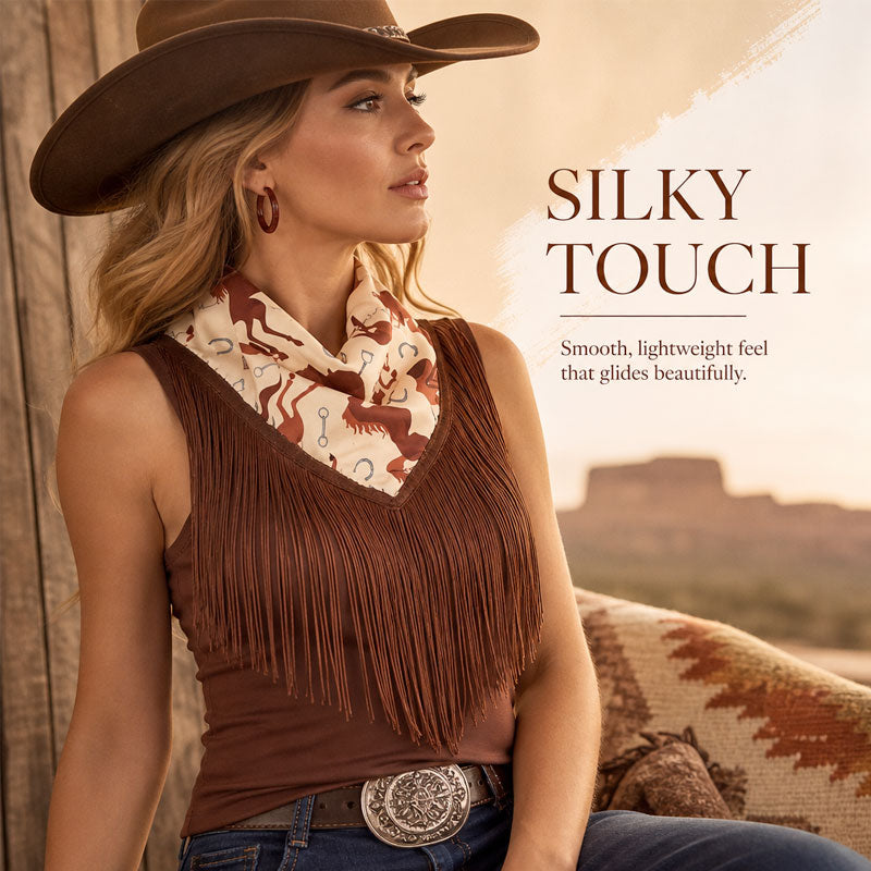 The Retro Equestrian Silk-Touch Square Scarf