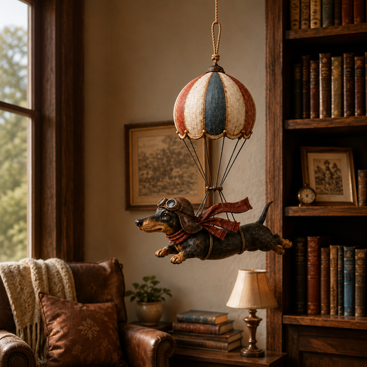 🎈🐶Vintage Flying Dachshund Hot Air Balloon Decor