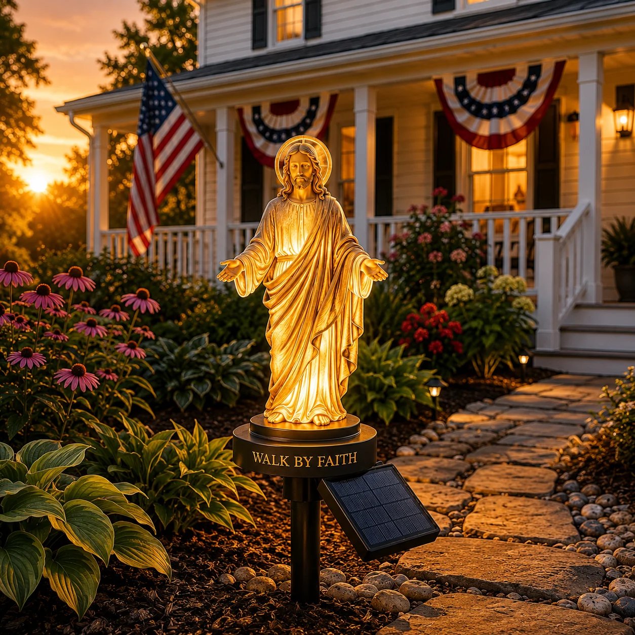 (🎁Last Day 49% OFF)🙏🏻Walk by Faith Solar Jesus Garden Light – A Peaceful Reminder of His Presence