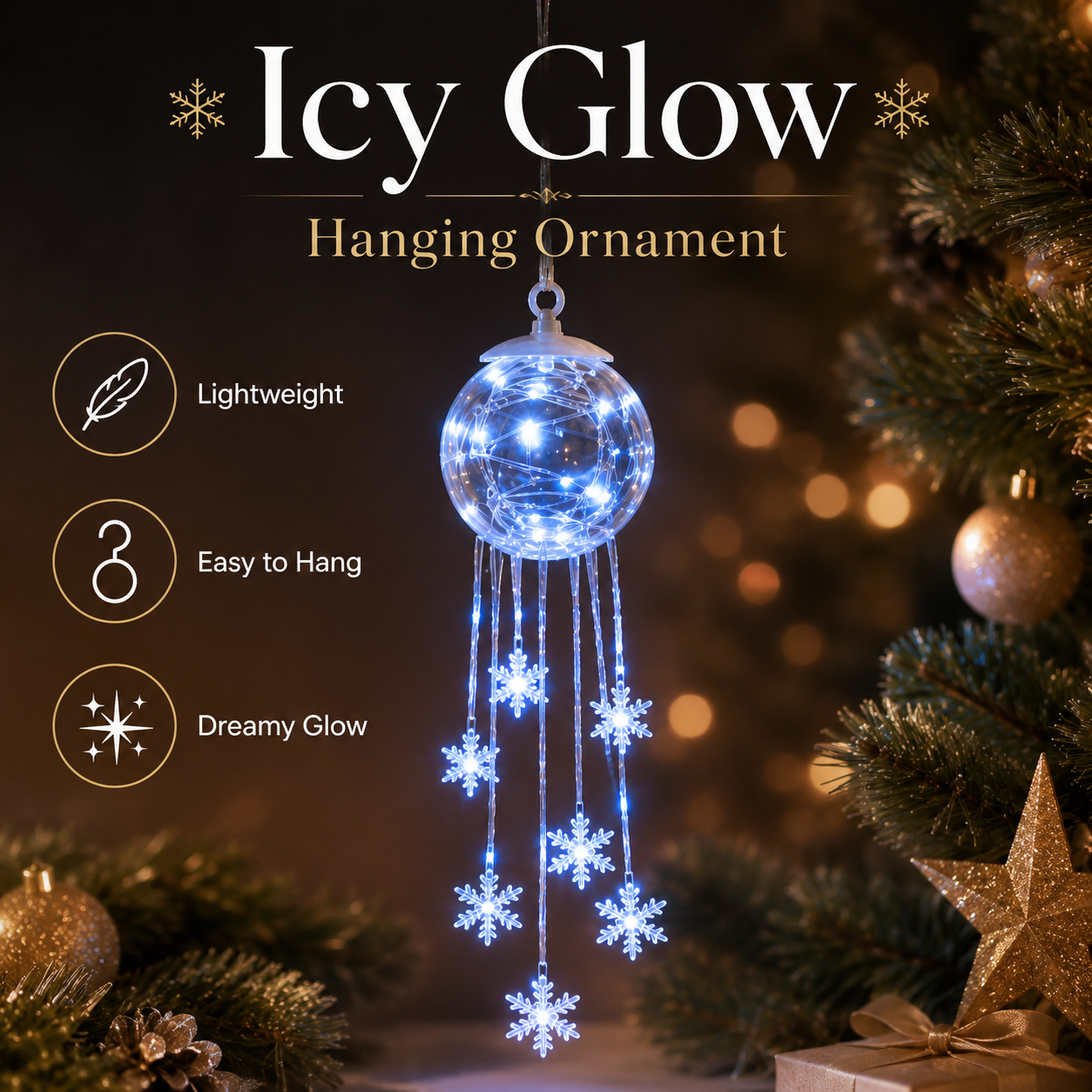 Winter Magic Snowflake Cascade – LED Hanging Christmas Ornament❄️