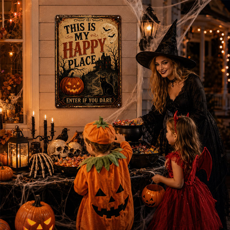 🎃 This Is My Happy Place™ Halloween Metal Sign