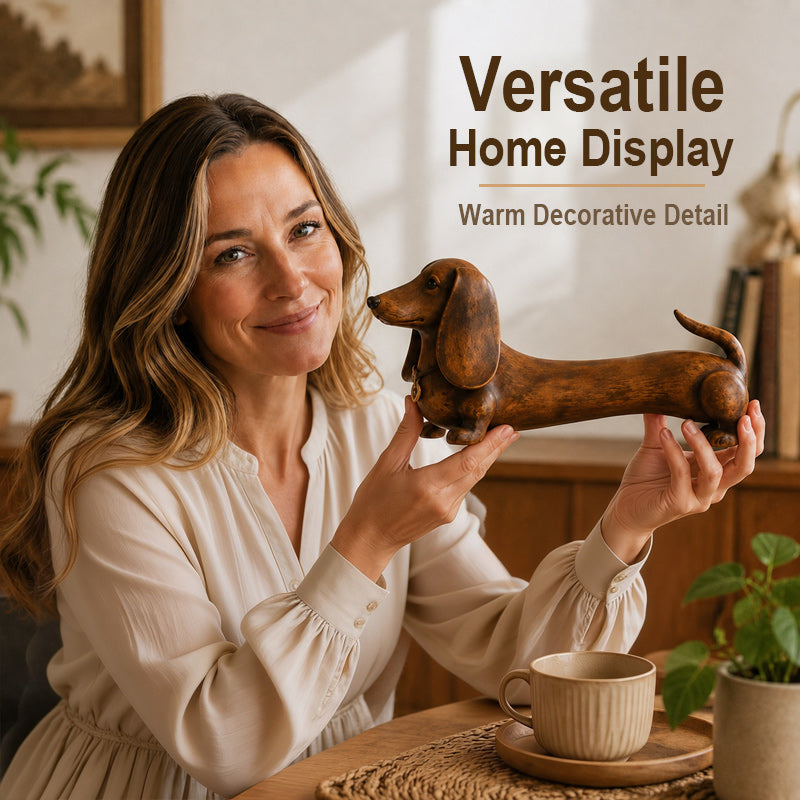 Wooden Dachshund Decor Figurine