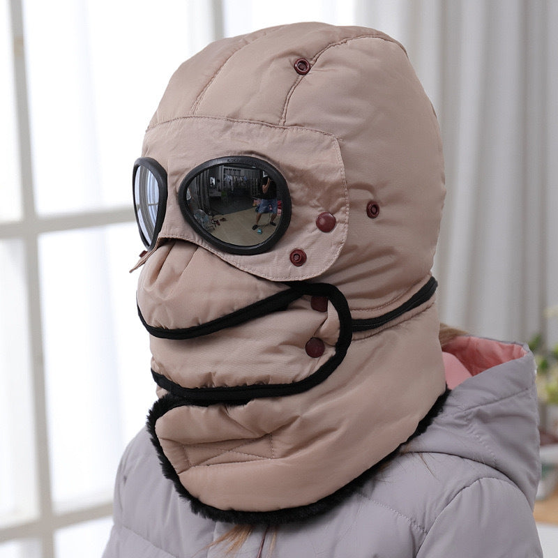 Windproof Winter Thermal Hat with Goggles