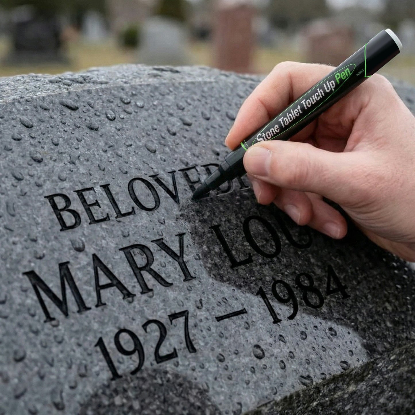 Golden Tombstone Marker Pen for Restoring Faded Grave Inscriptions