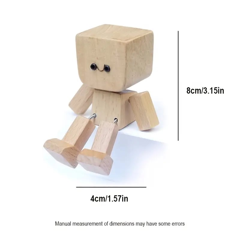 Charming Little Wooden Figure That Sways with 12 PCS Magnetic Expressions