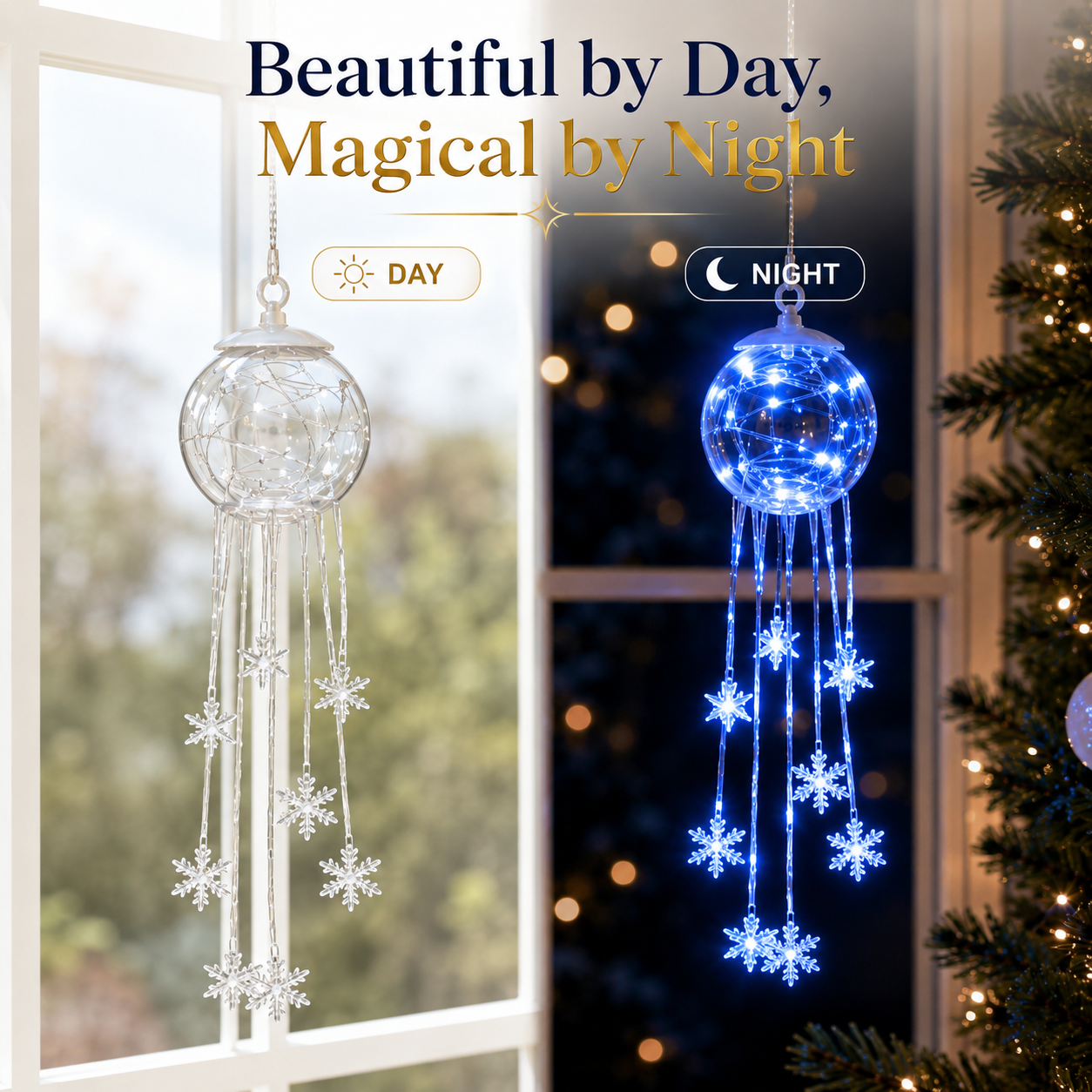 Winter Magic Snowflake Cascade – LED Hanging Christmas Ornament❄️