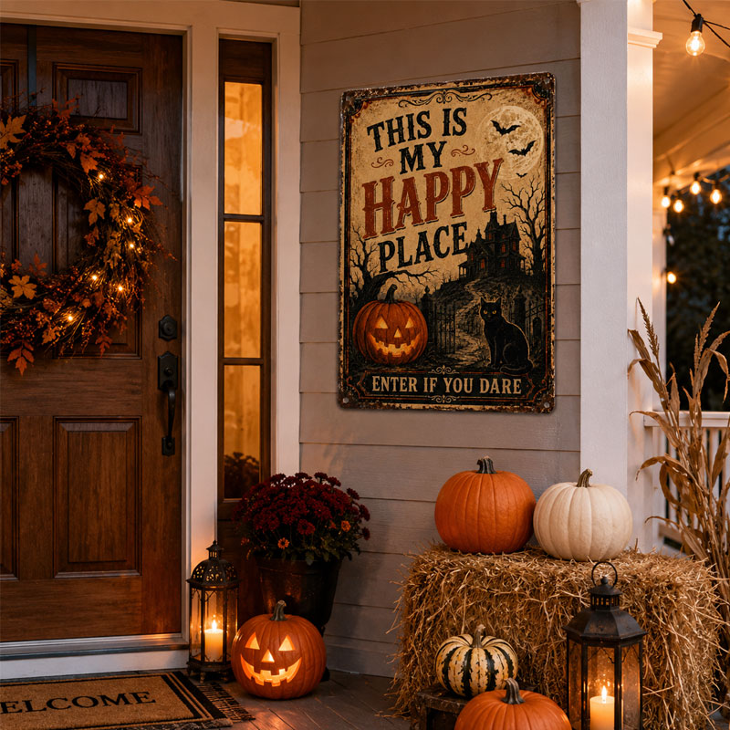 🎃 This Is My Happy Place™ Halloween Metal Sign