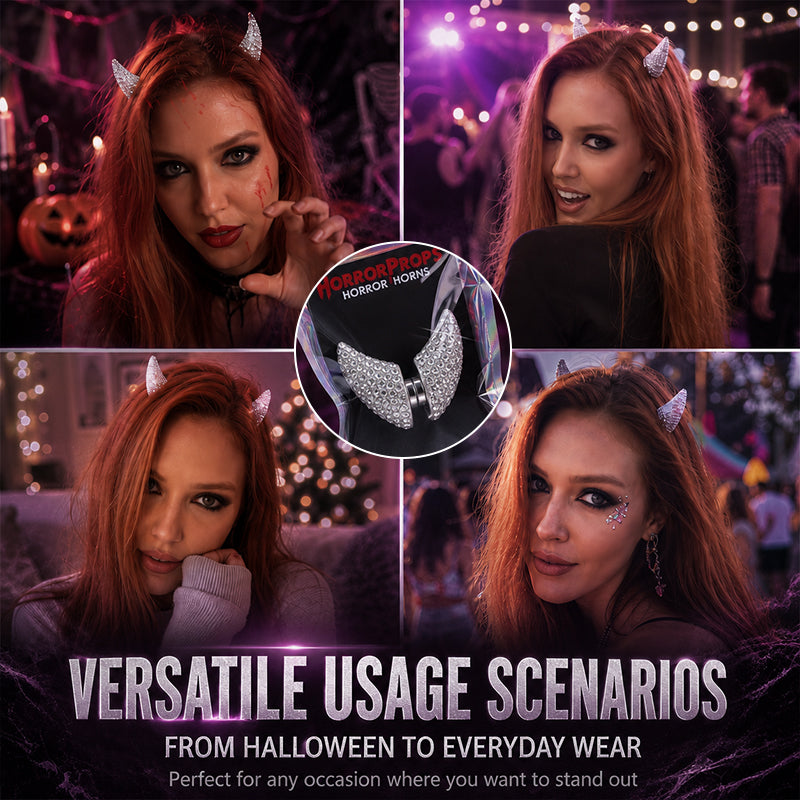 Rhinestone Wearable Magnetic Devil Horns