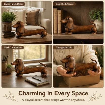 Wooden Dachshund Decor Figurine