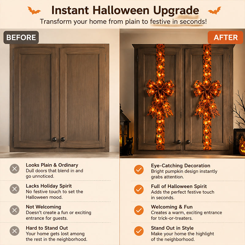 🎃Light-Up Halloween Cabinet Bows with Velcro