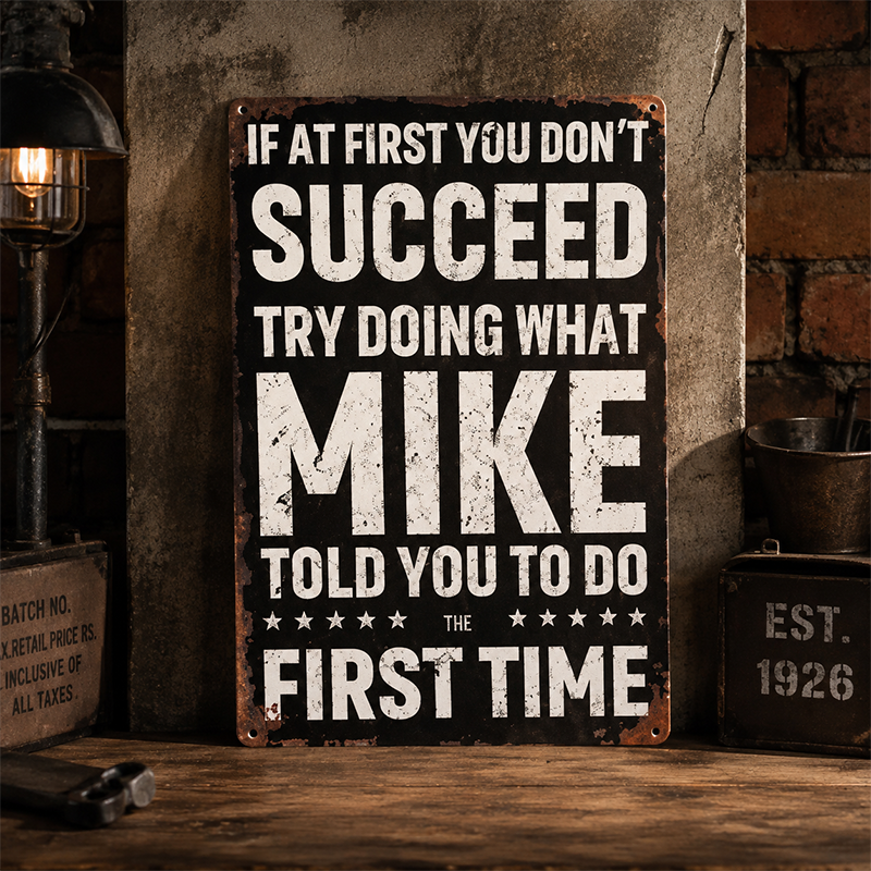 Funny "If At First You Don't Succeed" Vintage Wall Sign