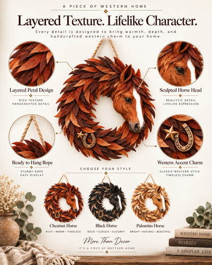 🐴🤎Rustic Horse Head Wreath – Western Farmhouse Wall & Door Decor
