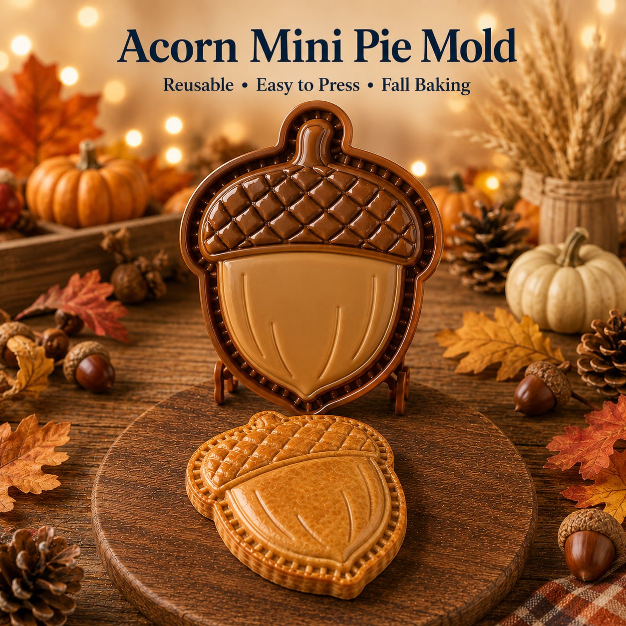 🍂 8-Design Fall Mini Pie Mold Collection | Reusable Embossed Molds for Shaping Detailed Owl, Fox, Turkey, Pumpkin, Acorn & More 🥧✨