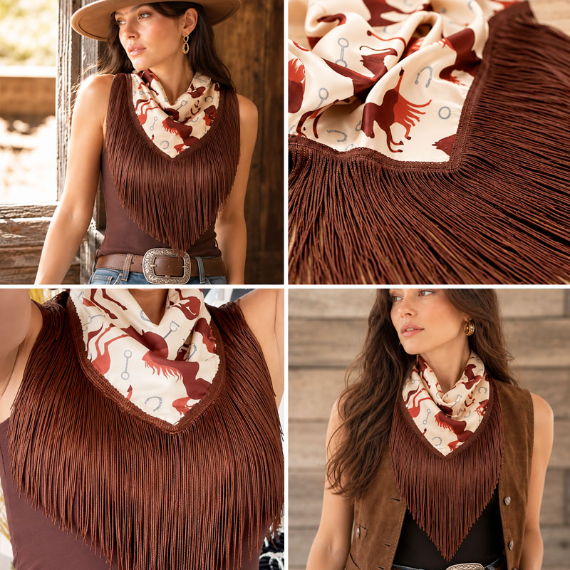 The Retro Equestrian Silk-Touch Square Scarf