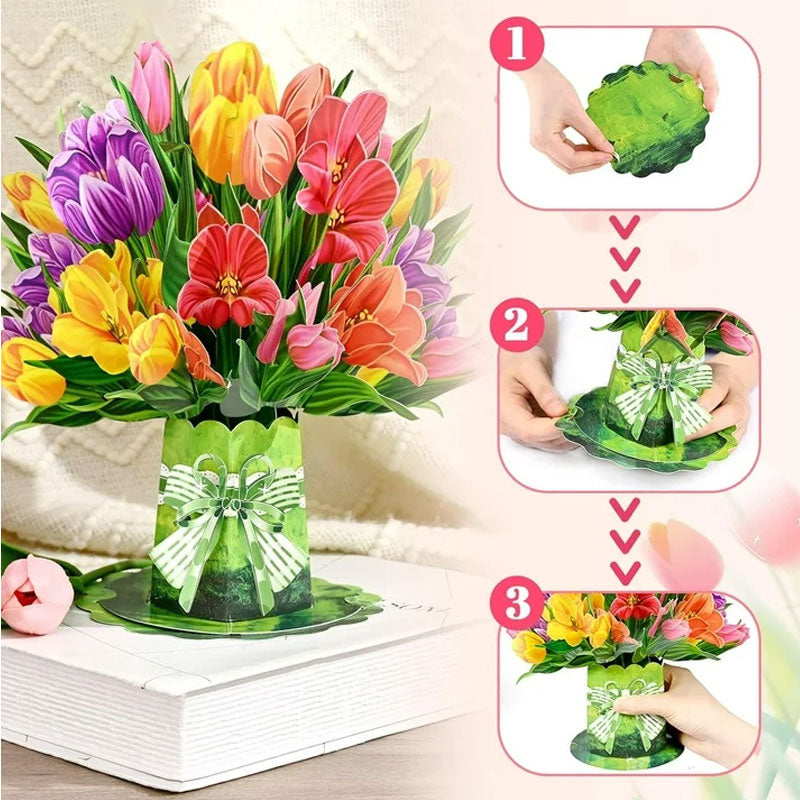 💐 3D Mother's Day Flower Pop-Up Car