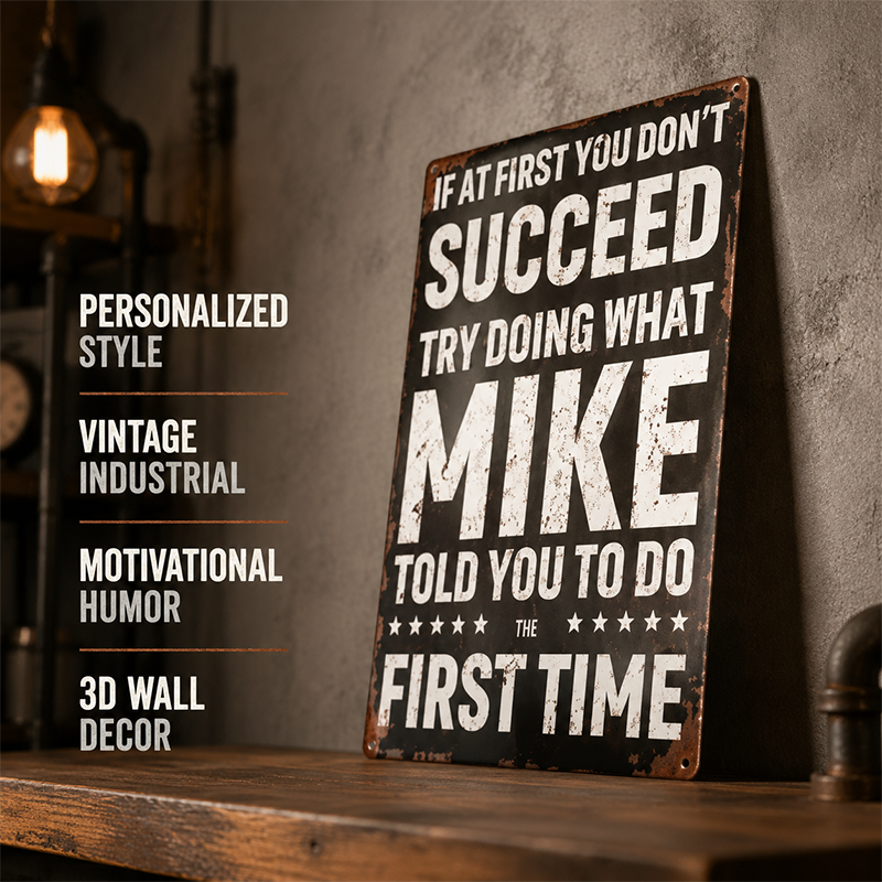 Funny "If At First You Don't Succeed" Vintage Wall Sign