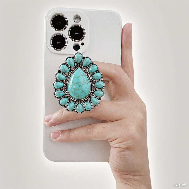 🌵 Desert Bloom Grip – Vintage Turquoise Pop Socket for Soulful Souls