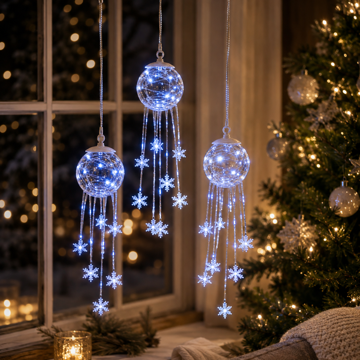 Winter Magic Snowflake Cascade – LED Hanging Christmas Ornament❄️
