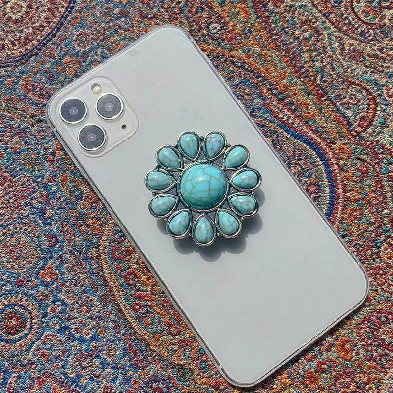 🌵 Desert Bloom Grip – Vintage Turquoise Pop Socket for Soulful Souls