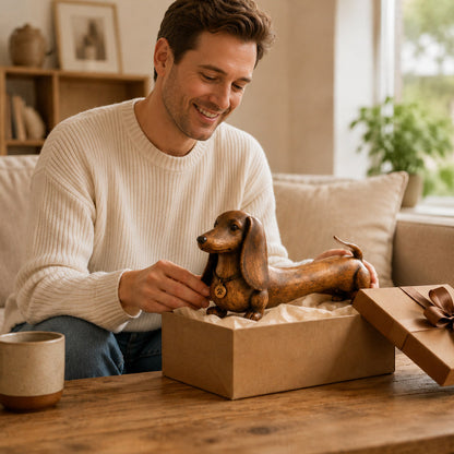 Wooden Dachshund Decor Figurine