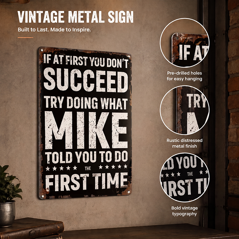 Funny "If At First You Don't Succeed" Vintage Wall Sign