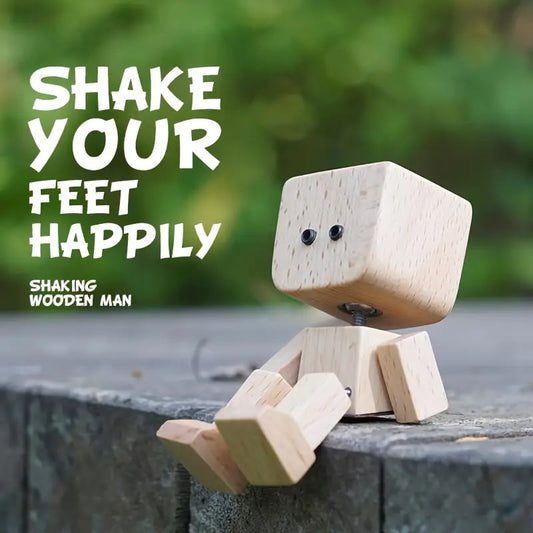 Charming Little Wooden Figure That Sways with 12 PCS Magnetic Expressions